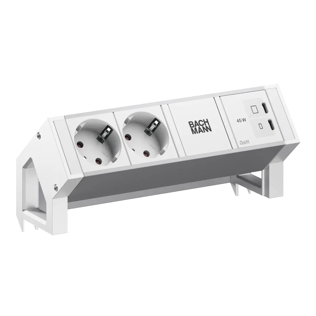 Bachmann DESK2 ALU WHITE 2xCEE7/3 1xUSB C/C 45W 0,2m RAL9010 BM0022042