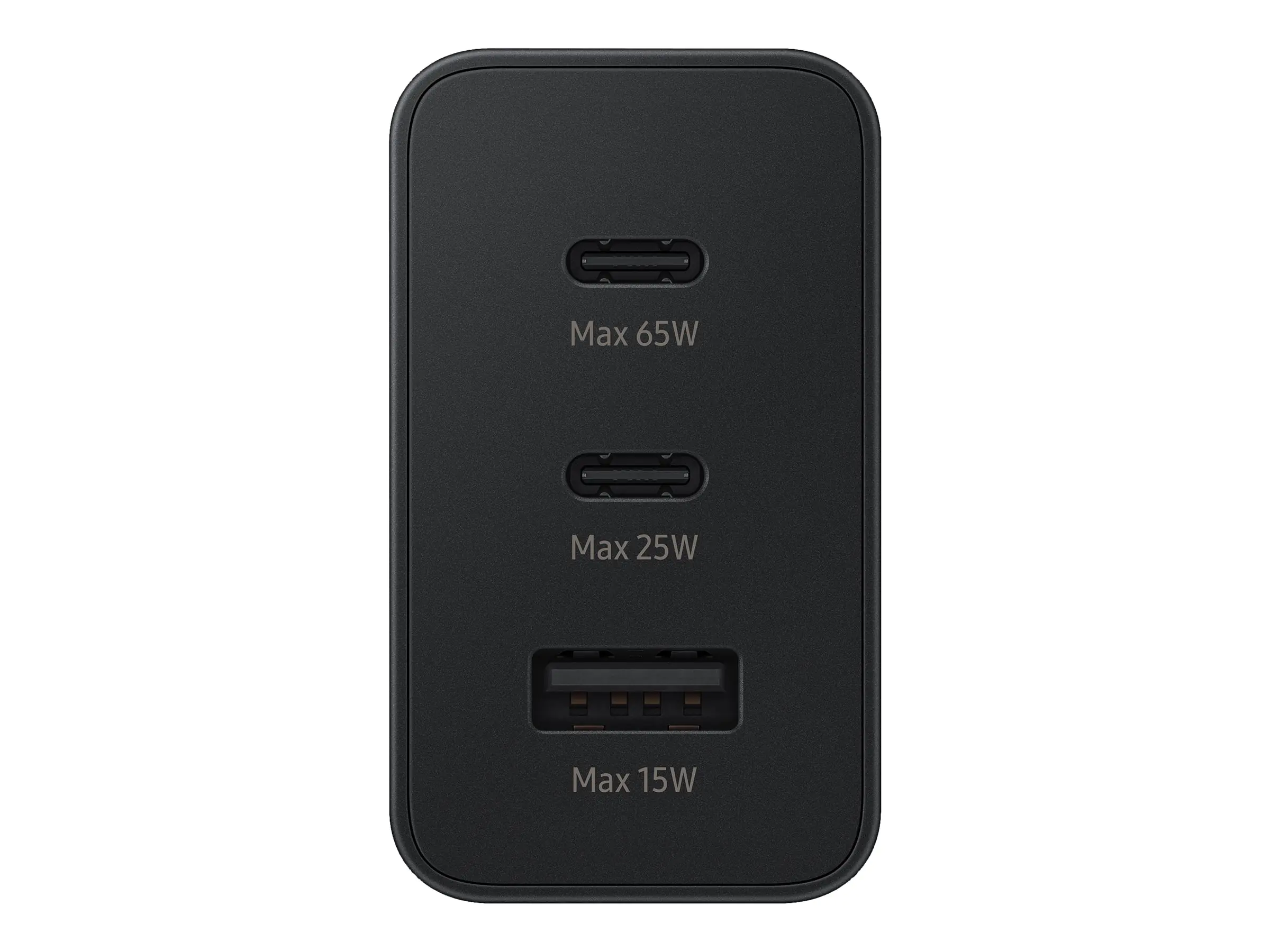 Samsung EP-T6530 - Netzteil - 65 Watt - 3 A - SFC 2.0, PD 3.0 - 3 Ausgabeanschlussstellen (2 x USB-C, USB) - Schwarz