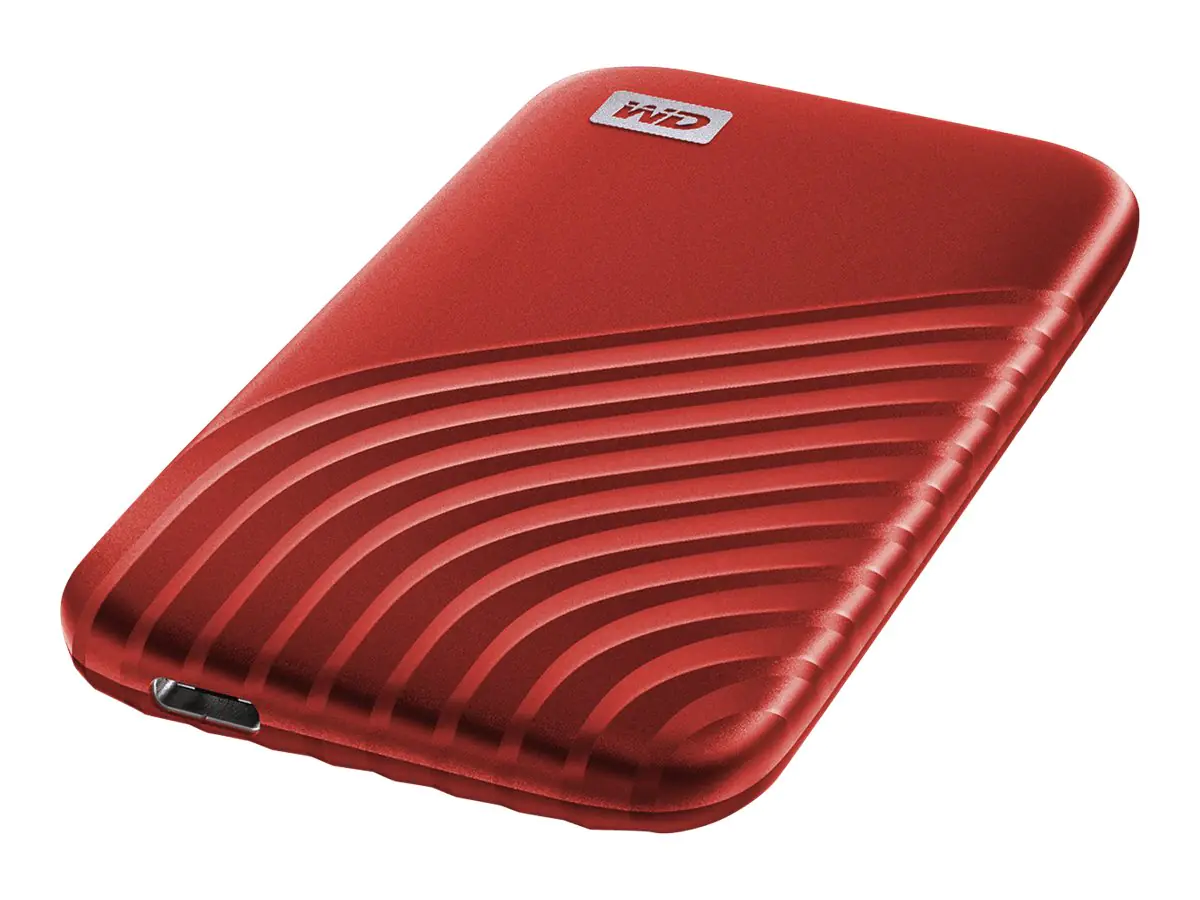 WD My Passport SSD WDBAGF0010BRD - SSD - verschlüsselt - 1 TB - extern (tragbar) - USB 3.2 Gen 2 (USB-C Steckverbinder) - 256-Bit-AES - Rot