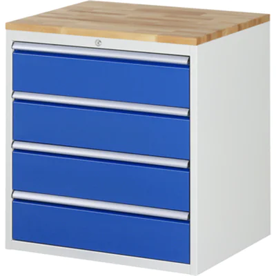 RAU Schubladenschrank 7000 770 x 825 x 650 mm (B x H x T) 4 Schubladen Farbe der Front: enzianblau Farbe des Korpus: lichtgrau