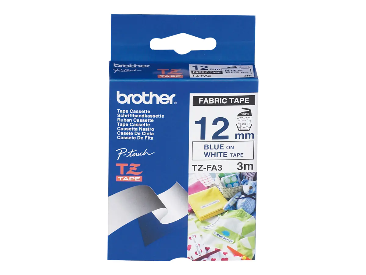 Brother - Gewebe - weiß, Blau - Rolle (1,2 cm) 1 Kassette(n) Band - für P-Touch PT-1010, 1080, 1090, 1230, 1290, 18, 2030, 2730, 3600, 7100, 9700, 9800, PT-GL-200 Brother - Gewebe - weiß, Blau - Rolle (1,2 cm) 1 Kassette(n) Band - für P-Touch PT-1010, 1080, 1090, 1230, 1290, 18, 2030, 2730, 3600, 7100, 9700, 9800, PT-GL-200