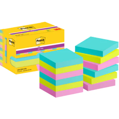Post-it Haftnotiz Super Sticky Notes Miami Collection 48 x 48 mm (B x H) je 4 x türkis, neongrün, neonpink 90 Bl./Block 12 Block/Pack. Post-it Haftnotiz Super Sticky Notes Miami Collection 48 x 48 mm (B x H) je 4 x türkis, neongrün, neonpink 90 Bl./Block 12 Block/Pack.