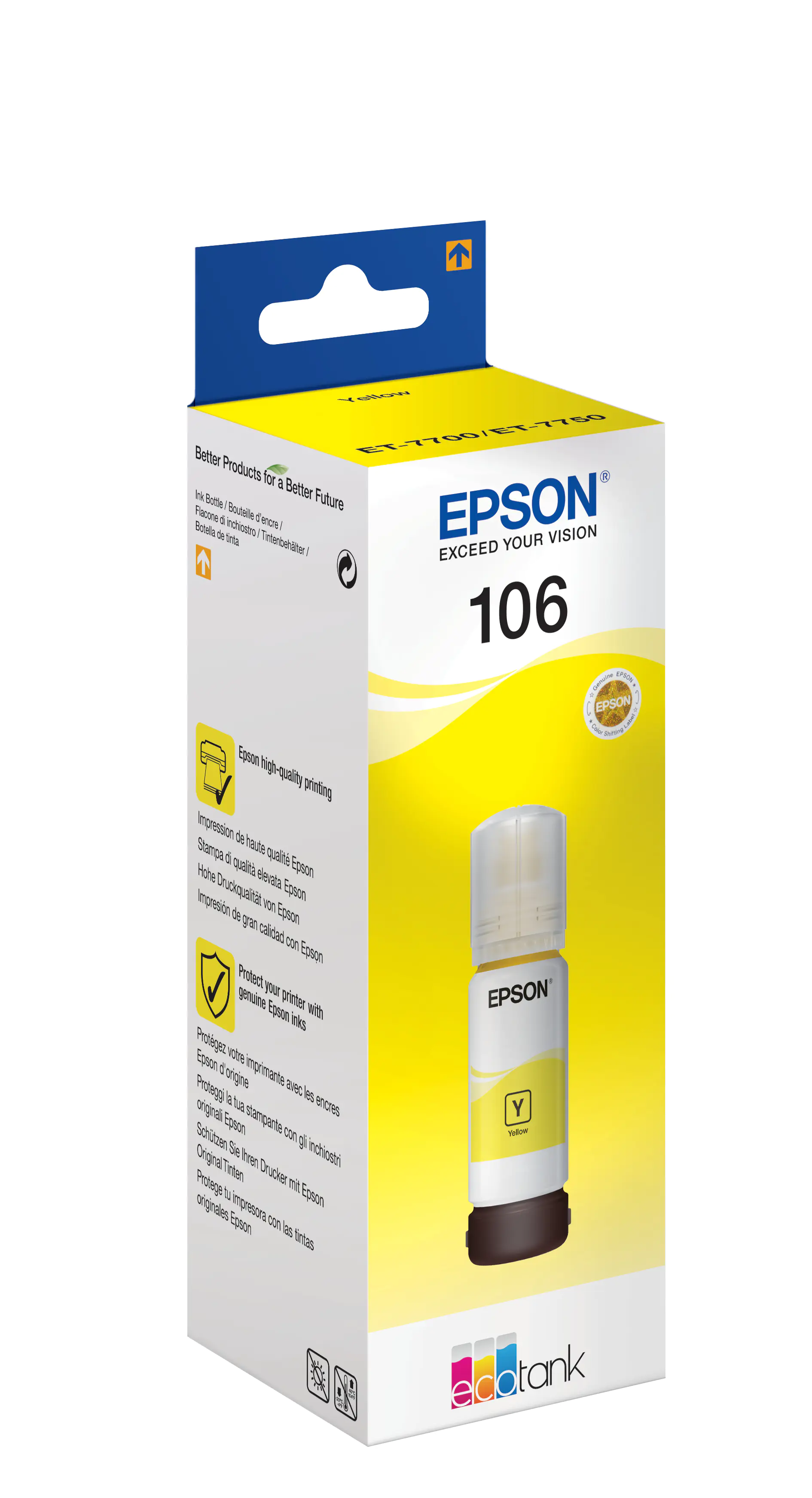Epson 106 - 70 ml - Gelb - Original - Tintenbehälter - für EcoTank ET-7700, ET-7750, L7160, L7180; Expression Premium ET-7700, ET-7750