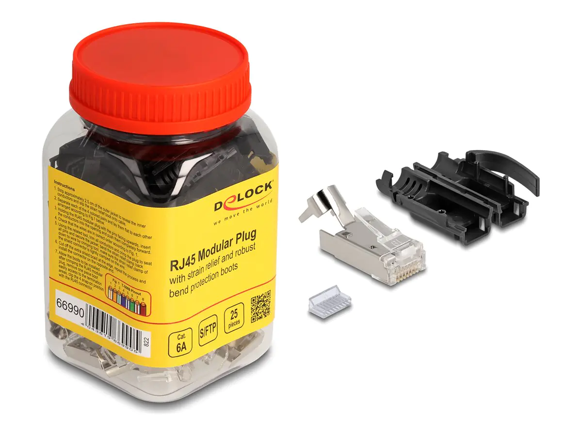 Delock Netzwerkanschluss - RJ-45 (M) - S/FTP - CAT 6a - Snap-on (Packung mit 25)