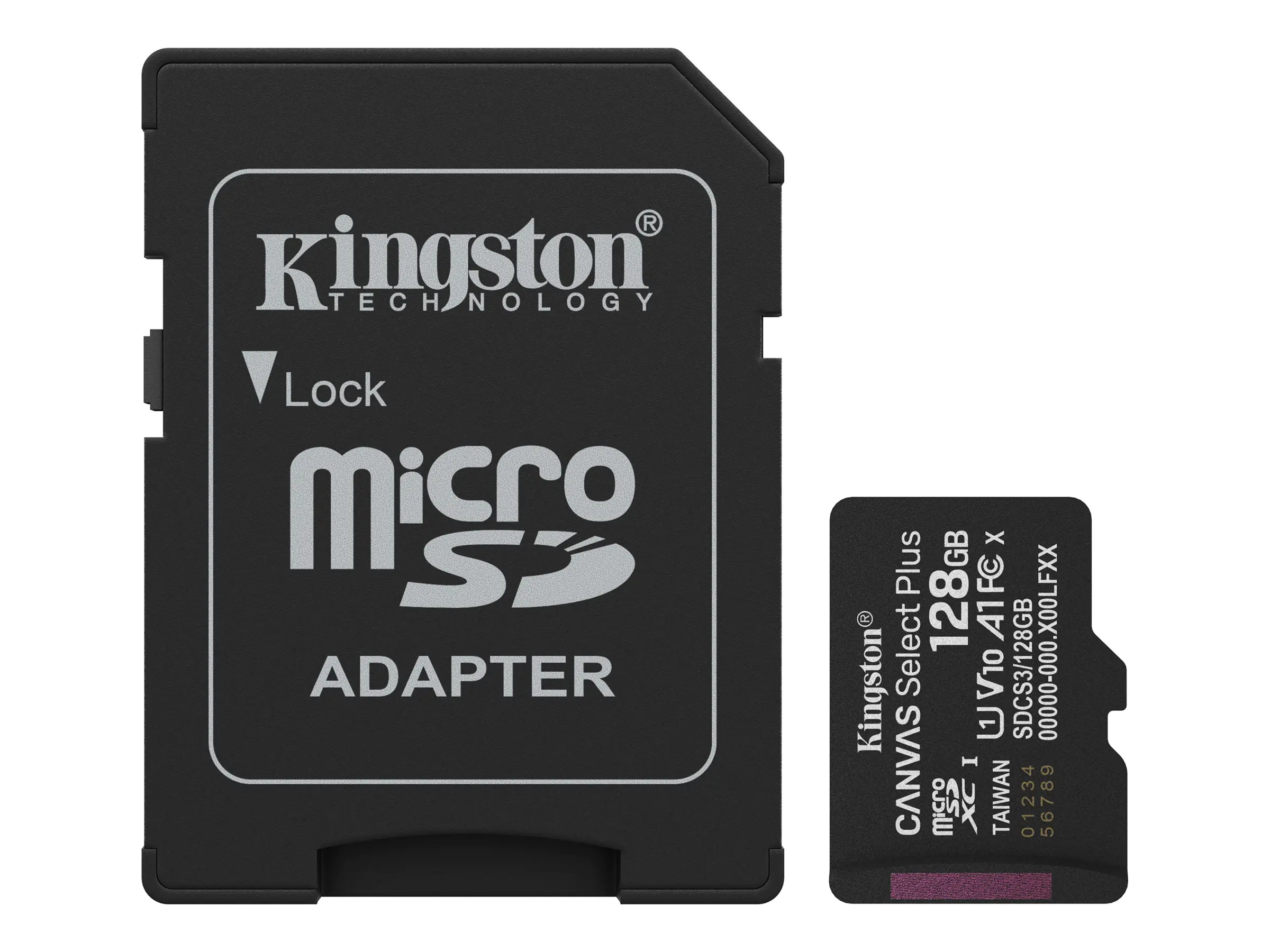 Kingston Canvas Select Plus - Flash-Speicherkarte (microSDXC-an-SD-Adapter inbegriffen) - 128 GB - A1 / Video Class V10 / UHS-I U1 / Class10 - microSDXC UHS-I