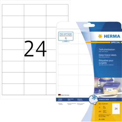 HERMA Tiefkühletikett 4389 66x33,8mm weiß 600 St./Pack. HERMA Tiefkühletikett 4389 66x33,8mm weiß 600 St./Pack.