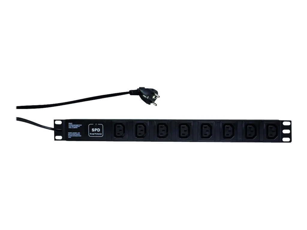 LogiLink Stromverteilungseinheit (Rack - einbaufähig) - Wechselstrom 230 V - Eingabe, Eingang power CEE 7/7 - Ausgangsanschlüsse: 8 (power IEC 60320 C13) PDU8A01