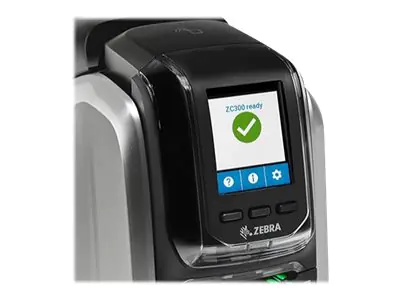 Zebra ZC300 - Plastikkartendrucker - Farbe - Duplex - Thermosublimation/thermische Übertragung - CR-80 Card (85.6 x 54 mm) - 300 dpi - bis zu 900 Karten/Stunde (einfarbig)/ bis zu 200 Karten/Stunde (Farbe) - Kapazität: 100 Karten - USB 2.0, LAN