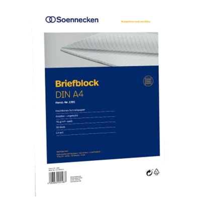 Soennecken Briefblock 1381 DIN A4 70g holzfrei 50Blatt liniert weiß Soennecken Briefblock 1381 DIN A4 70g holzfrei 50Blatt liniert weiß
