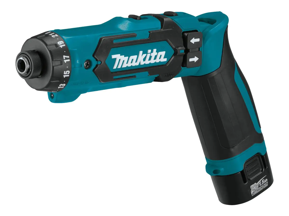 Makita DF012DSE - Bohrer/Schrauber - schnurlos - 2 Geschwindigkeiten - 1/4-Zoll-Inbuseinsatz - 5.6 N·m - 2 Akkus - 7.2 V