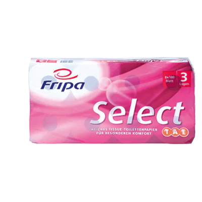 Fripa Toilettenpapier Select 1030807 3-lagig weiß 8 Rl./Pack. Fripa Toilettenpapier Select 1030807 3-lagig weiß 8 Rl./Pack.