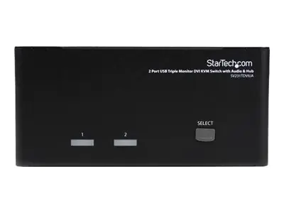 StarTech 2 Port Dreifach Monitor DVI USB KVM Switch mit Audio und USB 2.0 Hub - Tripel Monitor KVM Umschalter - KVM-/Audio-/USB-Switch - 2 x KVM/Audio/USB - 1 lokaler Benutzer - Desktop - für P/N: SVA12M2NEUA, SVA12M5NA