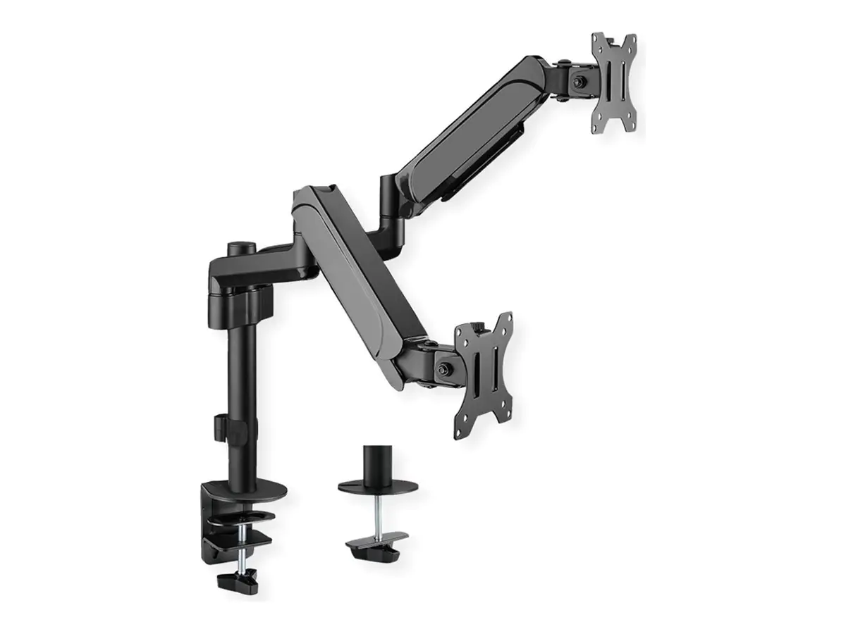 VALUE Befestigungskit (Tüllenmontage 10 - 40 mm, Klemmbereich 10-85 mm, VESA-Schnellverschlussplatte, 4 Gelenke, Stangenbefestigung) - für 2 LCD-Displays - Metall - Schwarz - Bildschirmgröße: 43.2-81.3 cm (17"-32") 17.99.1182