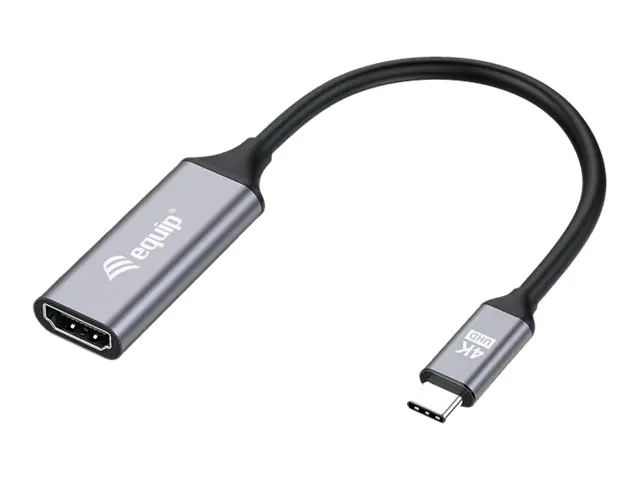 equip - Adapterkabel - 24 pin USB-C männlich zu HDMI weiblich - 15 cm - Grau - unterstützt 4K 60 Hz (3840 x 2160), DP Alt Modus-Support