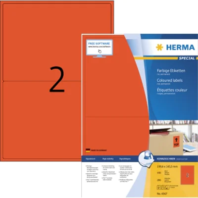 HERMA Etikett 4567 199,6x143,5mm A4 rot 200 St./Pack. HERMA Etikett 4567 199,6x143,5mm A4 rot 200 St./Pack.