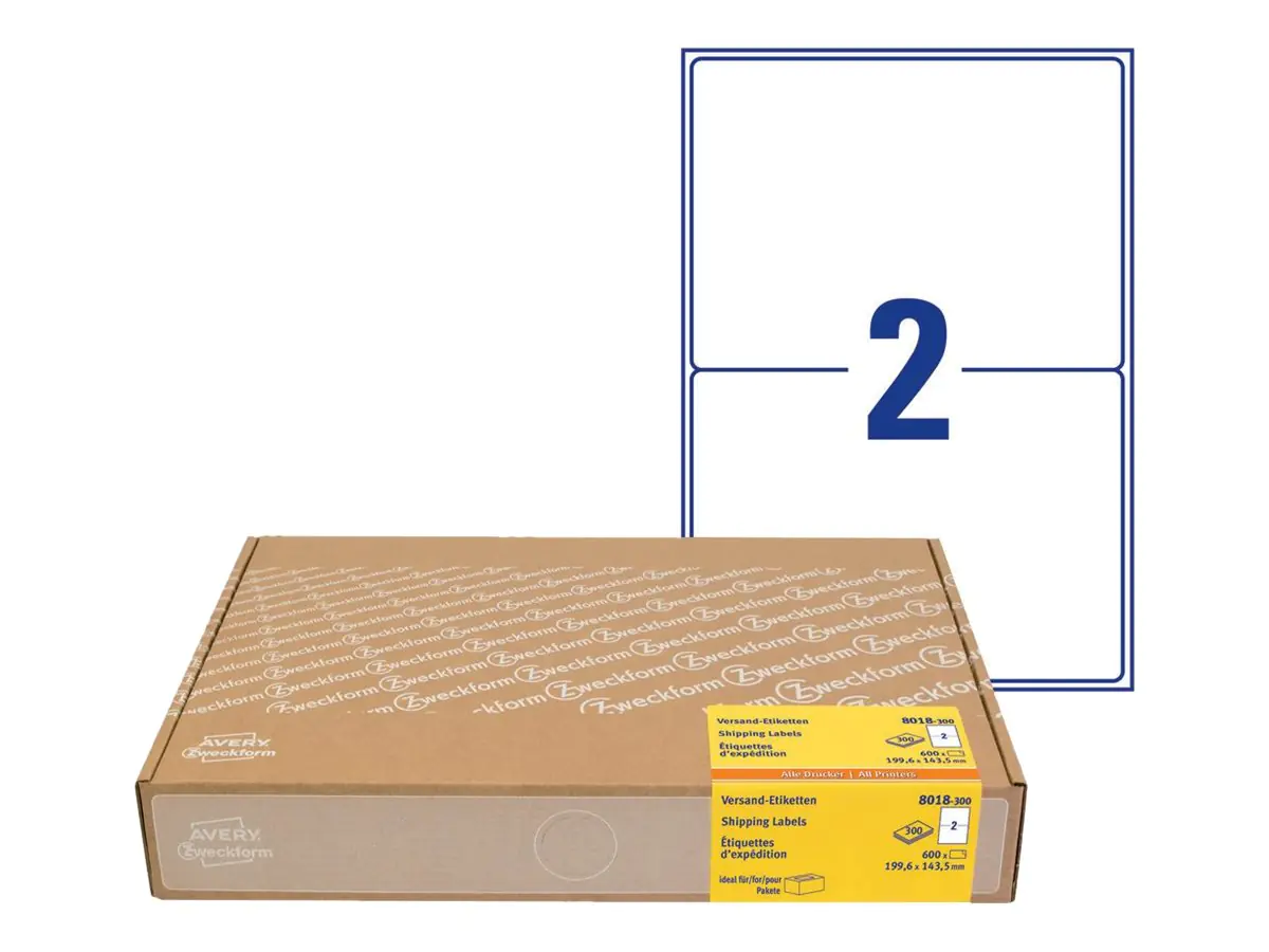 Avery Zweckform Versandetiketten 8018-300 199,6x143mm ws 600 St/Pack