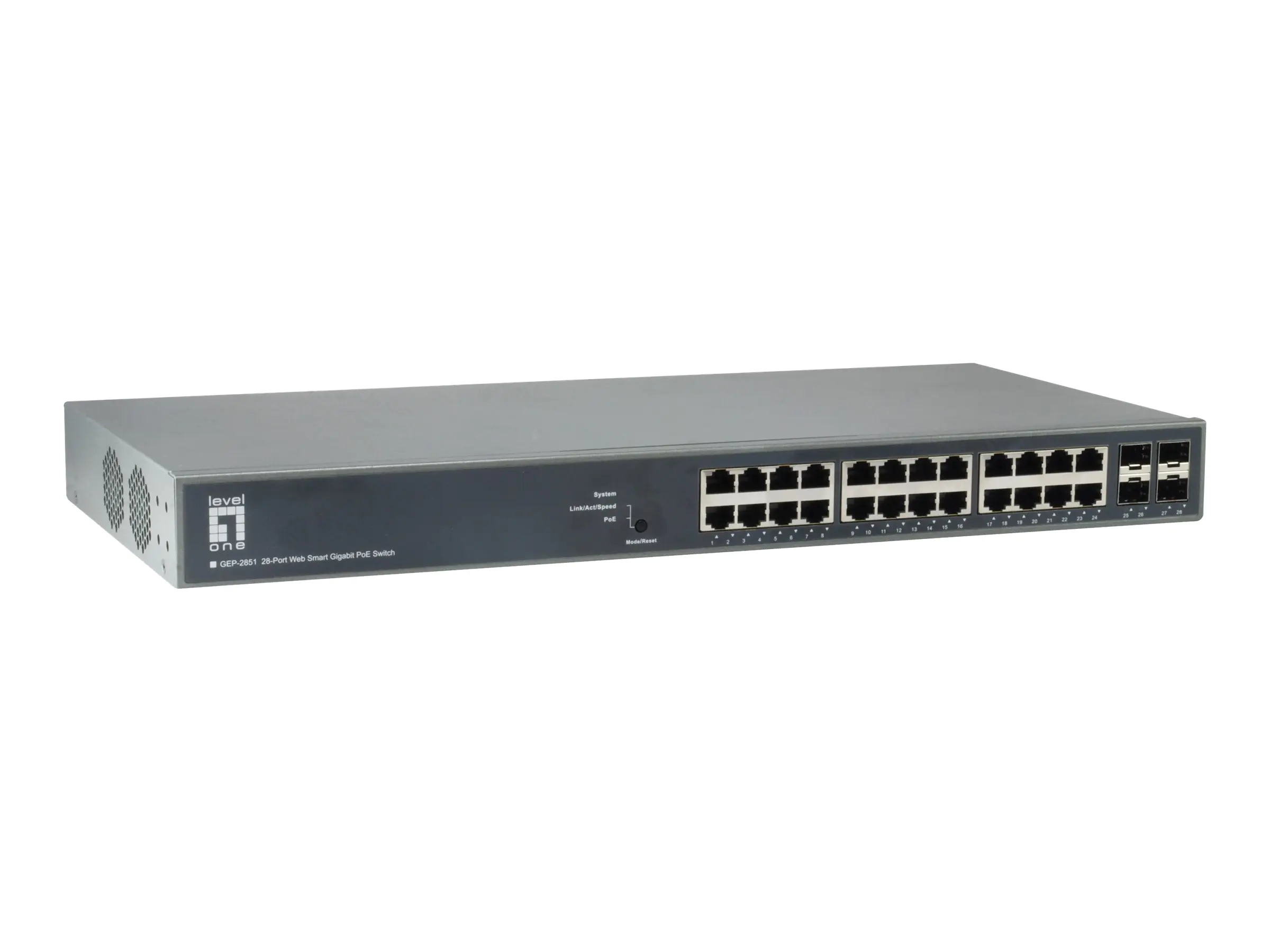 LevelOne GEP-2851 - Switch - L3 - Smart - 24x 10/100/1000 (PoE+) + 4 x Gigabit SFP
