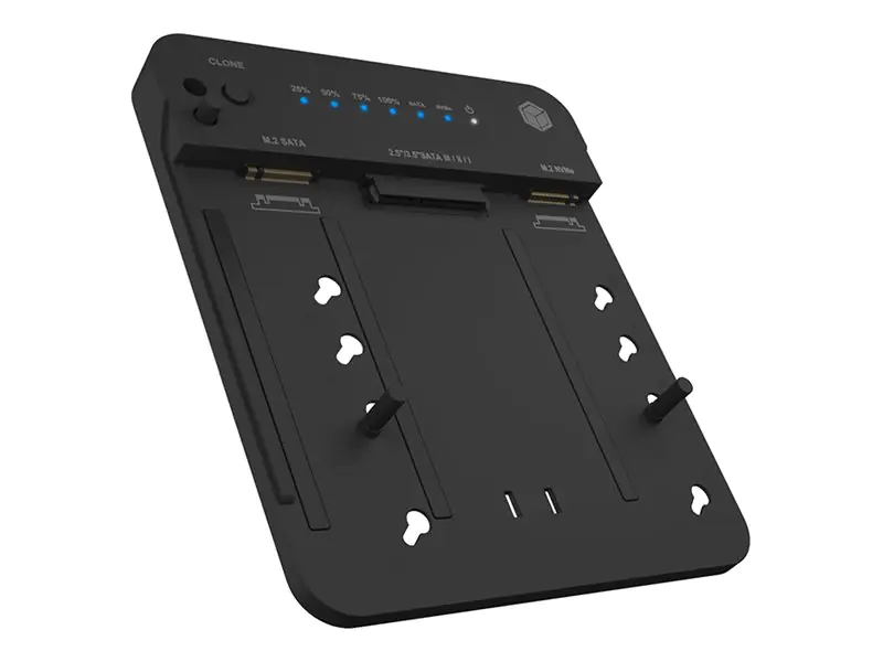 ICY BOX - HDD / SSD Dockingstation - Klonfunktion Schächte: 3 - 2,5" / 3,5" gemeinsam genutzt, M.2 (6,4 cm/8,9 cm gemeinsam genutzt) - M.2 NVMe Card / SATA 6Gb/s - USB 3.2 (Gen 2) - Schwarz ICY BOX - HDD / SSD Dockingstation - Klonfunktion Schächte: 3 - 2,5" / 3,5" gemeinsam genutzt, M.2 (6,4 cm/8,9 cm gemeinsam genutzt) - M.2 NVMe Card / SATA 6Gb/s - USB 3.2 (Gen 2) - Schwarz