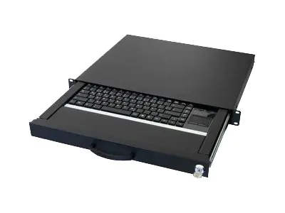 Aixcase AIX-19K1UKDETP-B - Tastatur - rack-montierbar - PS/2, USB - Deutsch - Schwarz, RAL 9005