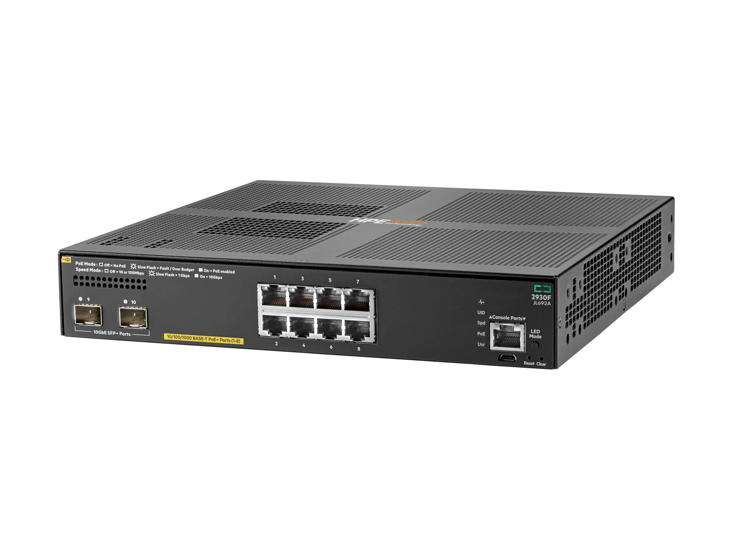 HPE Aruba 2930F 8G PoE+ 2SFP+ TAA - Switch - L3 - managed - 8 x 10/100/1000 (PoE+) JL692A#B2C
