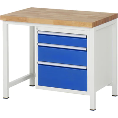 RAU Werkbank 8000 1.000 x 840-1.040 x 700 mm (B x H x T) enzianblau lichtgrau