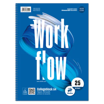 Format-X® Collegeblock Style Work flow DIN A4 liniert mit Rand 70g/m² blau 80 Bl.