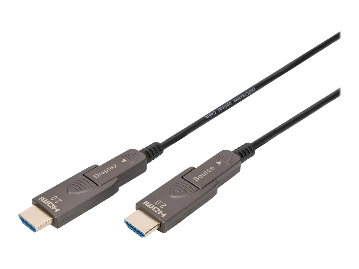 Digitus - Ultra High Speed - HDMI-Kabel - 19 pin micro HDMI Type D männlich zu 19 pin micro HDMI Type D männlich - 15 m - Glasfaser - Schwarz - Active Optical Cable (AOC), unterstützt 4K 60 Hz (4096 x 2560)