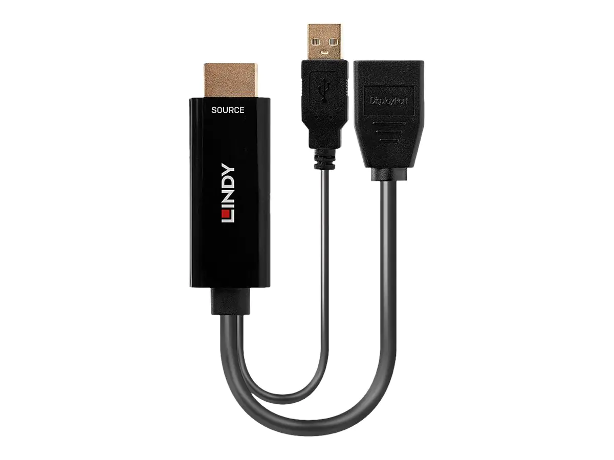 Lindy - Videokabel - HDMI männlich zu USB (nur Strom), DisplayPort - 18 cm - Schwarz
