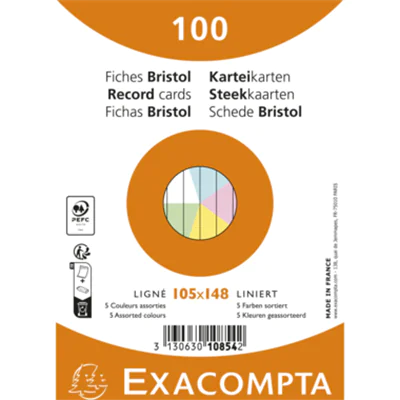 Exacompta Karteikarte DIN A6 liniert je 20 x blau, gelb, grün, rosa, weiß 100 St./Pack. Exacompta Karteikarte DIN A6 liniert je 20 x blau, gelb, grün, rosa, weiß 100 St./Pack.