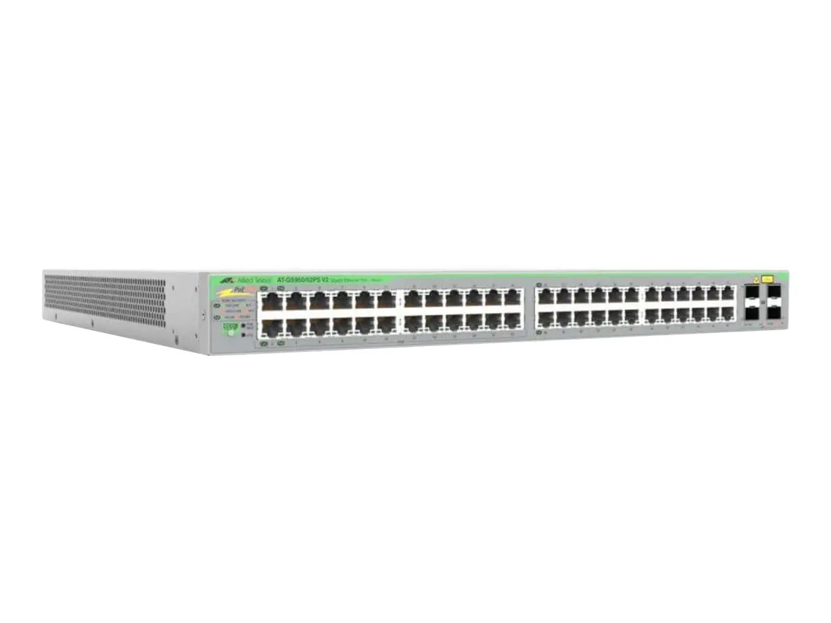 Allied Telesis AT GS950/18PS V2 - Switch - Smart - 24 x 10/100/1000 (PoE+) + 24 x 10/100/1000 + 4 x 1000Base-X - Desktop, an Rack montierbar, wandmontierbar - PoE+ (370 W)