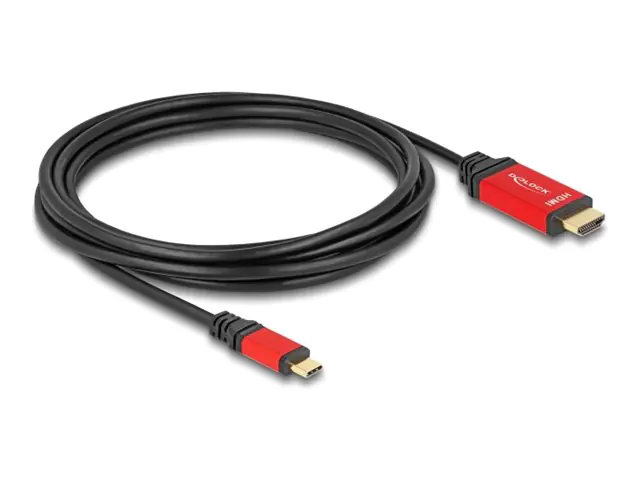 Delock Adapterkabel - USB-C männlich zu HDMI männlich - 3 m - Schwarz / Rot - 8K60Hz (7680 x