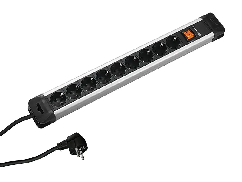 Bachmann CONNECTUS Steckdosenleiste 9-fach, 2,0m, schwarz/grau, mit Schalter Bachmann CONNECTUS Steckdosenleiste 9-fach, 2,0m, schwarz/grau, mit Schalter
