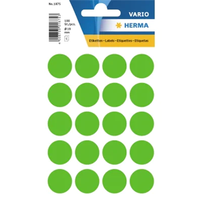 HERMA Markierungspunkt 1875 19mm grün 100 St./Pack. HERMA Markierungspunkt 1875 19mm grün 100 St./Pack.