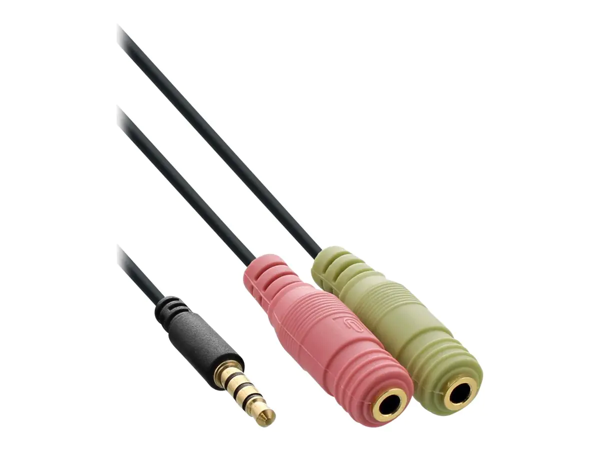 InLine - Headset-Kabel - 4-poliger Mini-Stecker männlich zu Mini-Stecker weiblich - 1 m - Schwarz