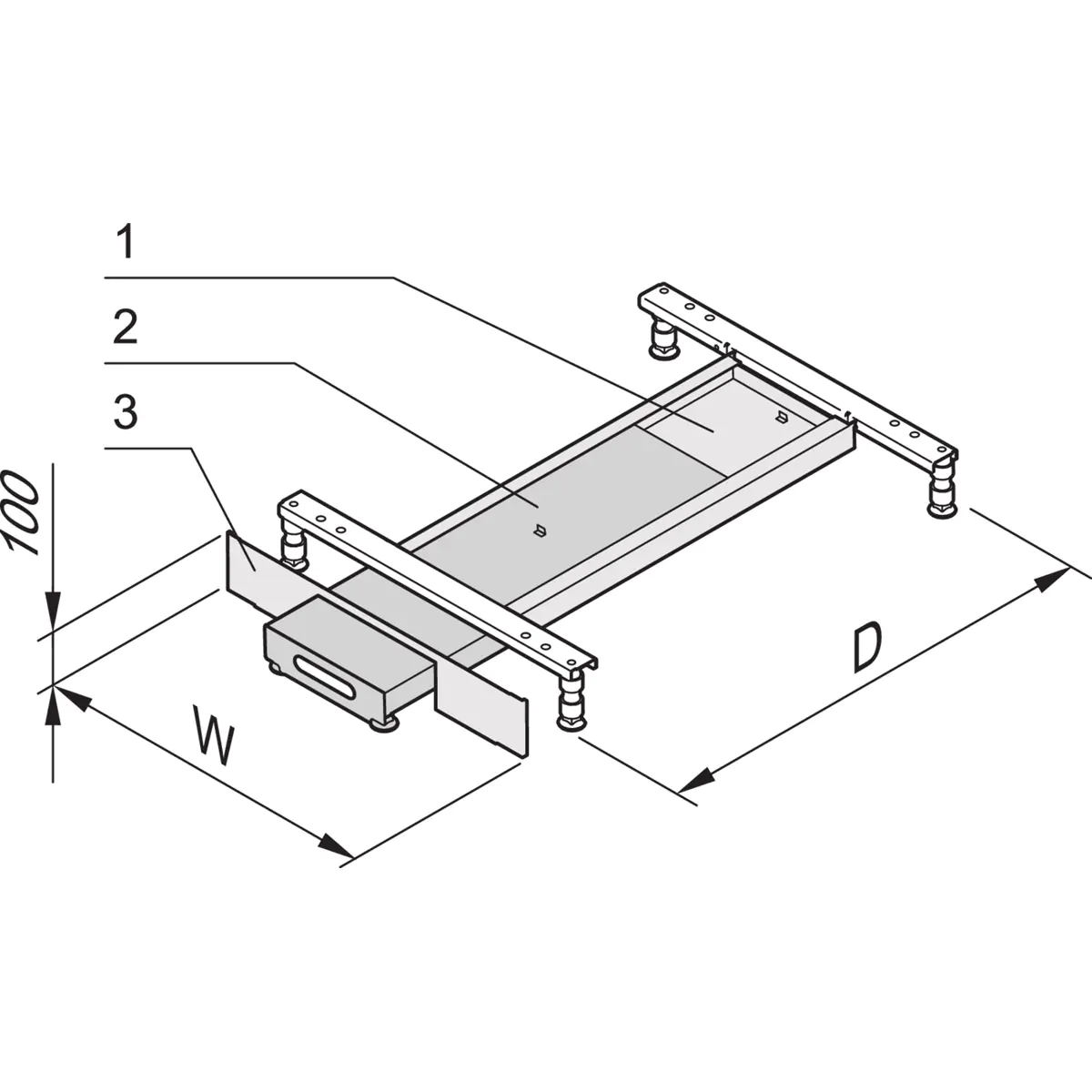 SCHROFF 23130346 Kippschutz (B x H x T) 600 x 100 x 1000 mm 1 St.