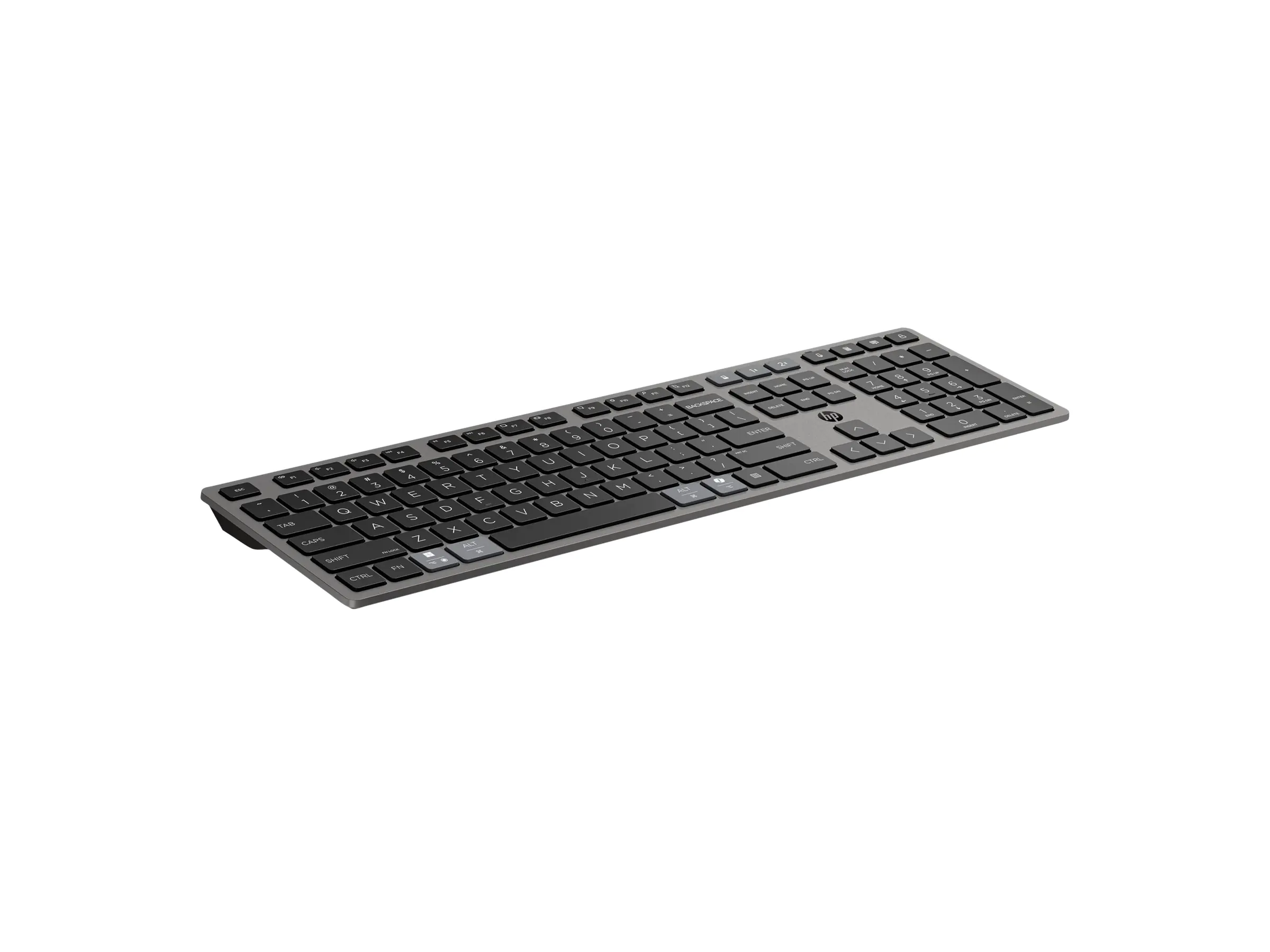 HP 725 - Tastatur - multifunktional, wiederaufladbar, betrieben mit Superkondensator - full size - kabellos - 2.4 GHz, Bluetooth - QWERTZ - Deutsch - Dämmerungsschwarz