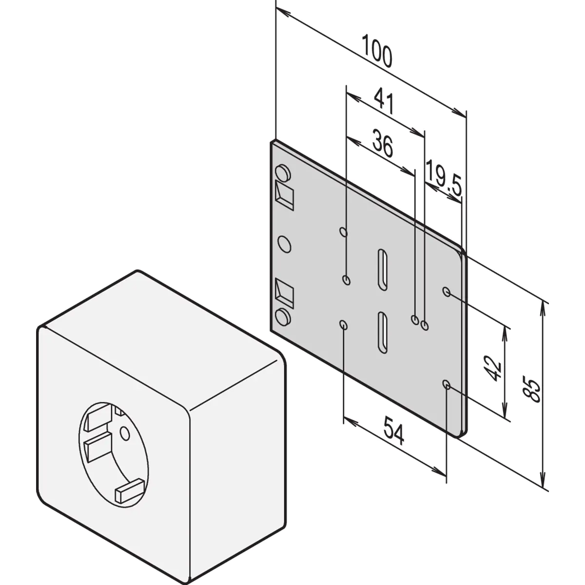 Schroff MOUNTING PLATE-SINGLE SOCKET