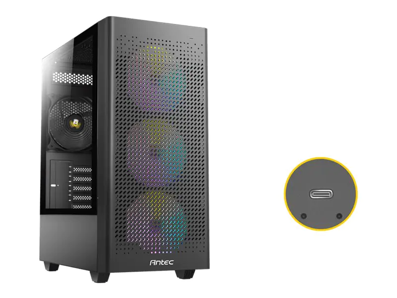 Antec NX Series NX500M - MT - ATX - Seitenteil mit Fenster (gehärtetes Glas) - keine Spannungsversorgung - USB/Audio