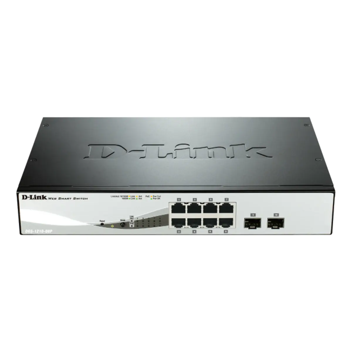 D-Link Web Smart DGS-1210-08P - Switch - managed - 8 x 10/100/1000 (PoE) + 2 x Gigabit SFP - Desktop, an Rack montierbar - PoE (45 W)