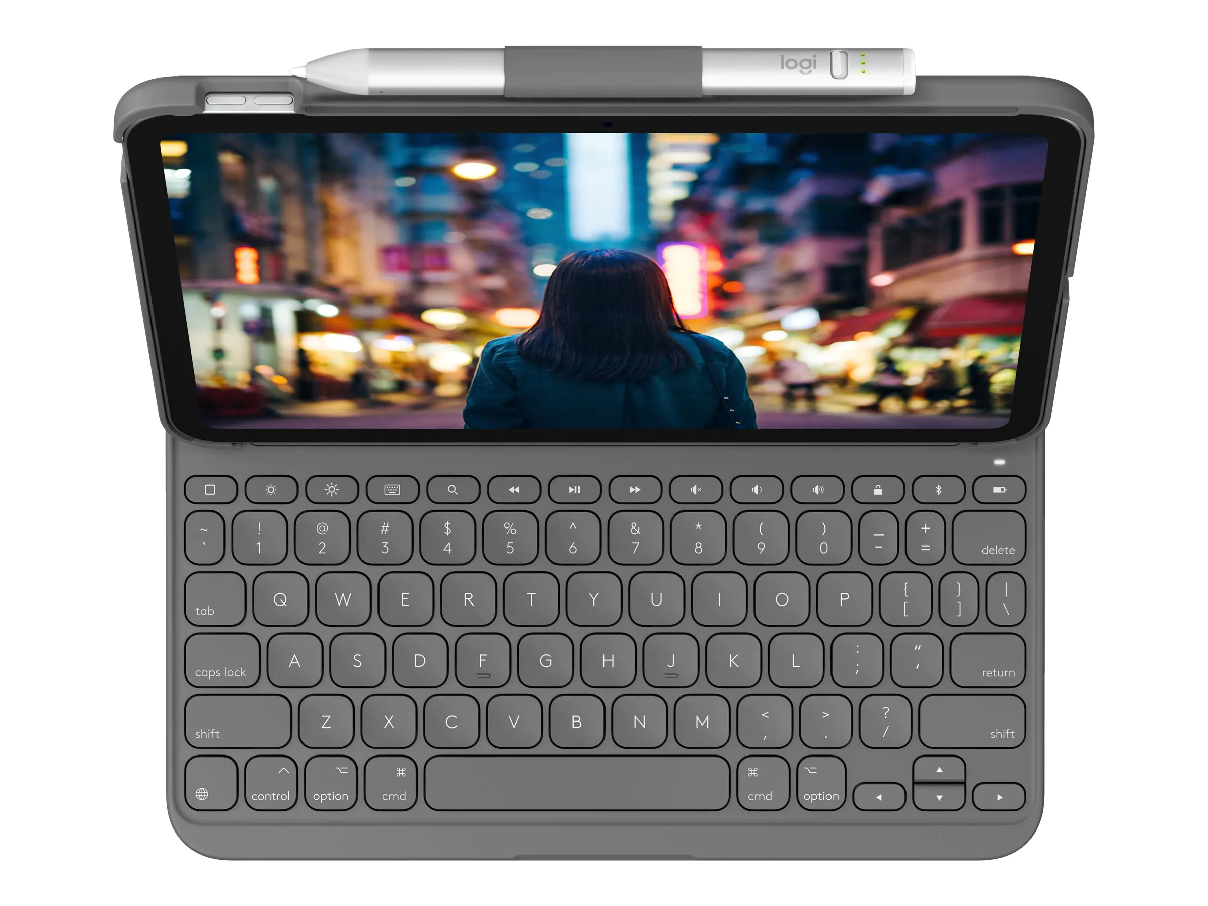 Logitech Slim Folio - Tastatur und Foliohülle - kabellos - Bluetooth LE - QWERTY - Italienisch - Oxford Gray - für Apple 10.9-inch iPad (10. Generation) 920-011427