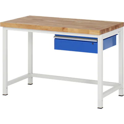 RAU Werkbank 8000 1.250 x 840-1.040 x 700 mm (B x H x T) enzianblau RAU Werkbank 8000 1.250 x 840-1.040 x 700 mm (B x H x T) enzianblau