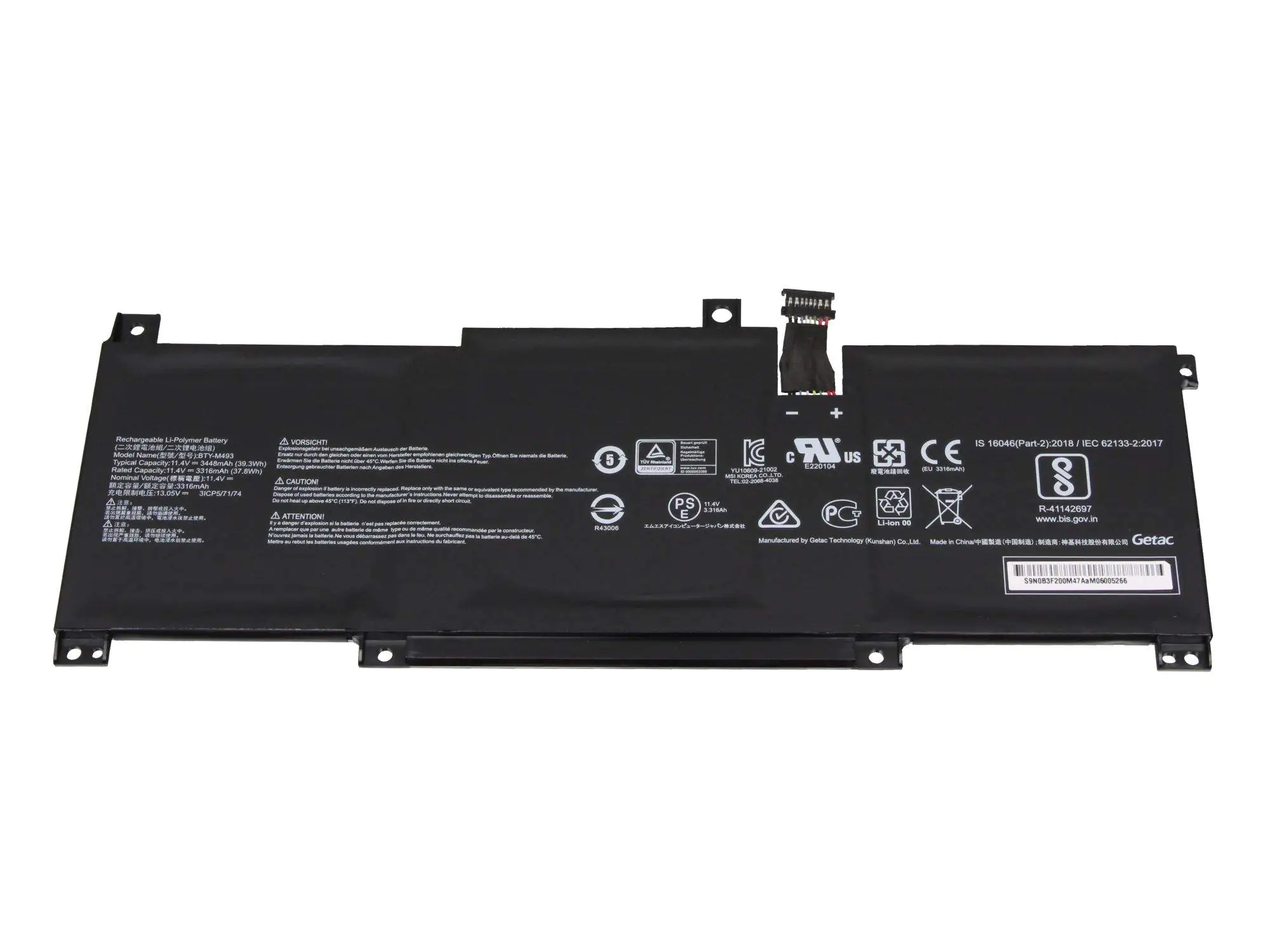 MSI S9N-0B3F200-M47 Akku 39.3Wh Original - Akku - 3.448 mAh