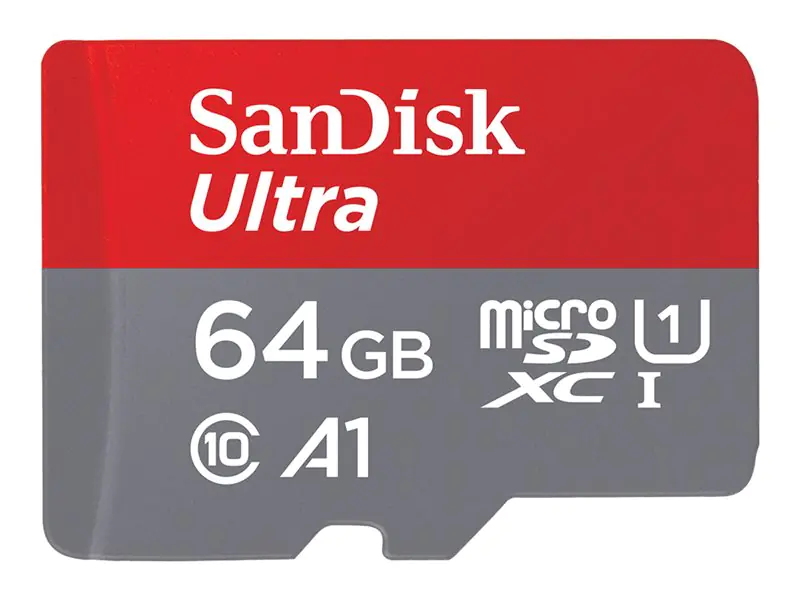 SanDisk Ultra - Flash-Speicherkarte (microSDXC-an-SD-Adapter inbegriffen) - 64 GB - A1 / UHS-I U1 / Class10 - microSDXC UHS-I SanDisk Ultra - Flash-Speicherkarte (microSDXC-an-SD-Adapter inbegriffen) - 64 GB - A1 / UHS-I U1 / Class10 - microSDXC UHS-I