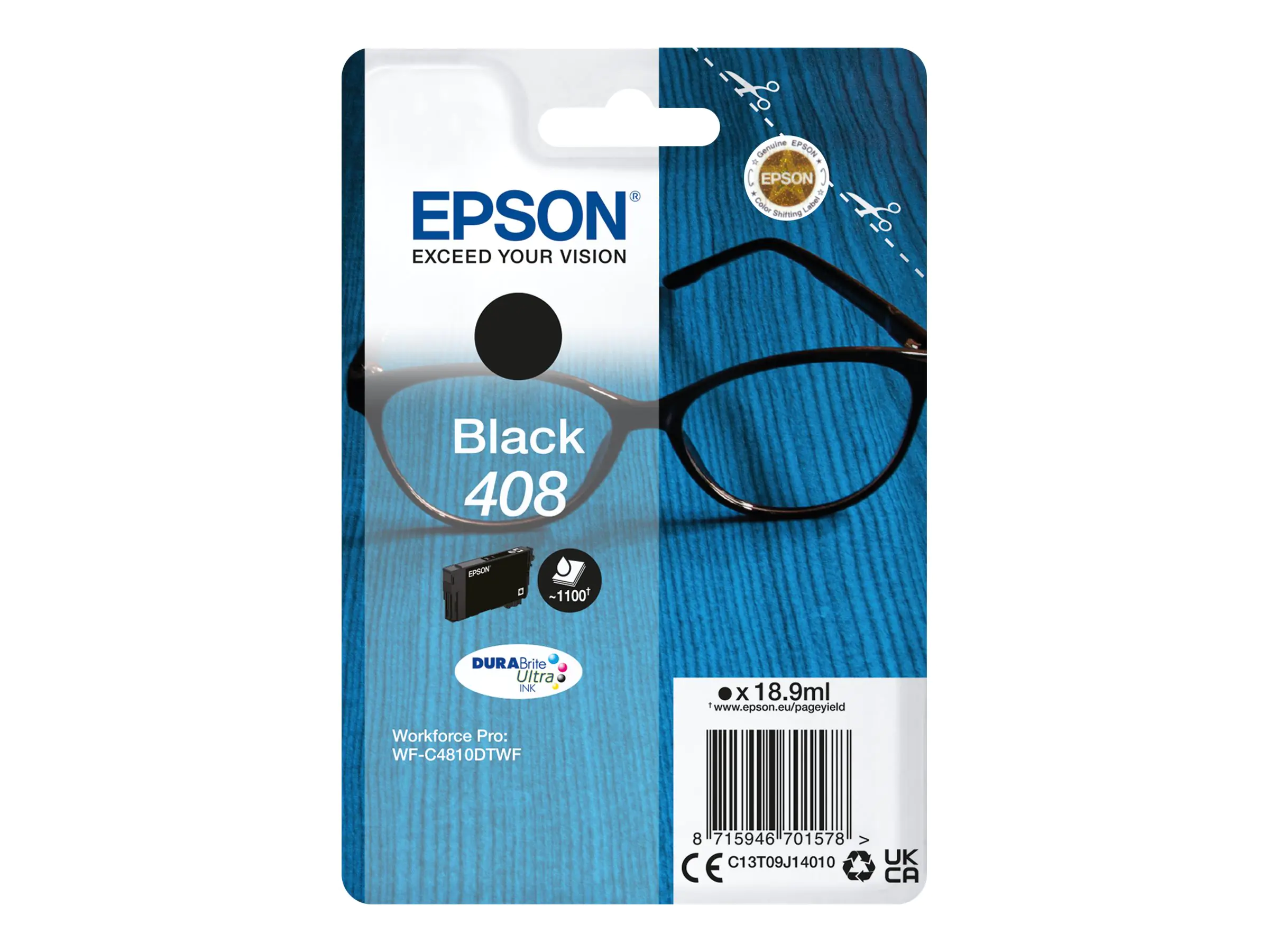 Epson 408 - 18.9 ml - Schwarz - original - Blisterverpackung - Tintenpatrone - für WorkForce Pro WF-C4810DTWF