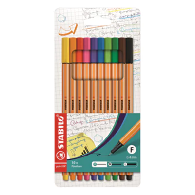 STABILO Fineliner point 88 8810 0,4mm farbig sortiert 10 St./Pack. STABILO Fineliner point 88 8810 0,4mm farbig sortiert 10 St./Pack.