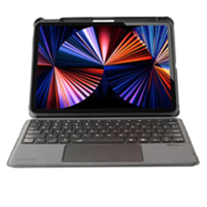 4smarts Solid Pro - Tastatur und Foliohülle (Keyboard-Koffer) - mit Trackpad - hintergrundbeleuchtet - kabellos - Bluetooth 5.1 LE - QWERTZ - Deutsch - Schwarz Tastatur, Schwarz Gehäuse - retail - plastikfreie Verpackung - für Apple 10.9-inch iPad (1
