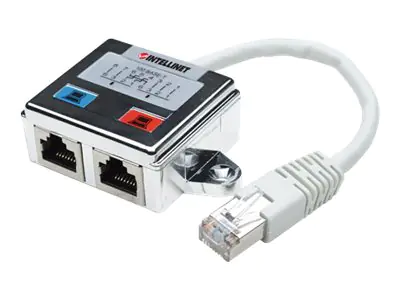 Intellinet 2-Port Cat5-Anschlussteiler, doppelt geschirmt, Zum Aufsplitten eines RJ45-Netzwerkkabels - Netzwerk-Splitter - RJ-45 (M) zu RJ-45 (W) - Doppelisolierung - CAT 5 - Silber Intellinet 2-Port Cat5-Anschlussteiler, doppelt geschirmt, Zum Aufsplitten eines RJ45-Netzwerkkabels - Netzwerk-Splitter - RJ-45 (M) zu RJ-45 (W) - Doppelisolierung - CAT 5 - Silber