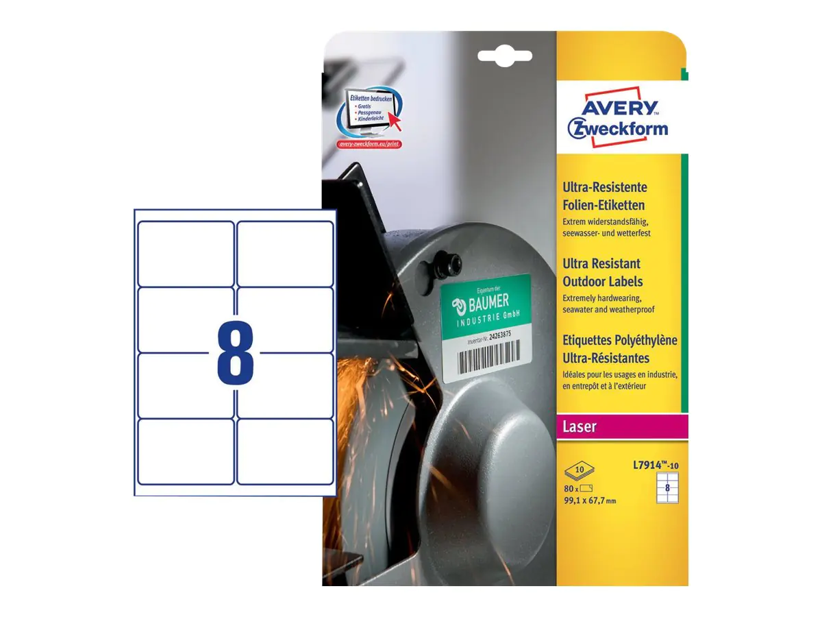 Avery Zweckform Folienetikett L7914-10 99,1x67,7mm 80 St./Pack.