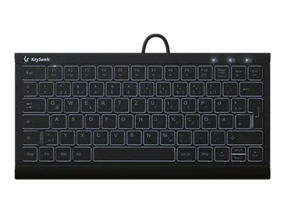 KeySonic KSK-5011ELC - Tastatur - super-mini - hinterleuchtet - USB - QWERTZ - Deutsch - Tastenschalter: X-Type - Schwarz