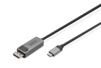 DIGITUS - Adapterkabel - DisplayPort (M) zu 24 pin USB-C (M) - DisplayPort 1.4 - 1 m - verseilt, bi-direktional, unterstützt 8K 30 Hz (7680 x 4320), unterstützt 2K 165 Hz (2560 x 1440), Support von 4K 144 Hz - Schwarz